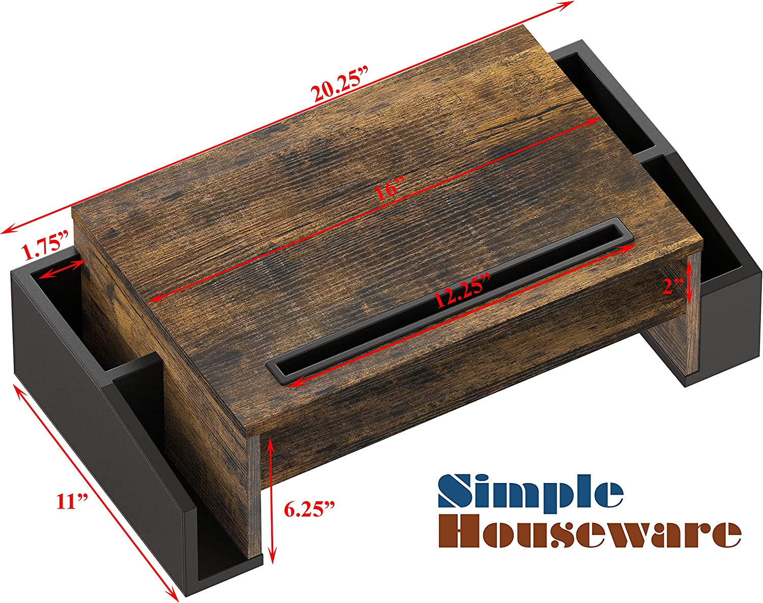 SimpleHouseware Desk Monitor Stand Riser with Adjustable Organizer Tray - Image 4